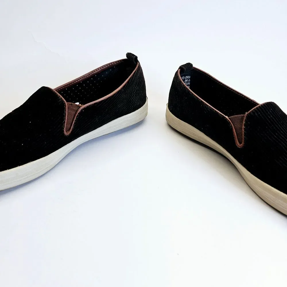 Kate Spade Slip On Sneakers Womens 7.5‎ Brown Corduroy Designer Casualwear Shoes
